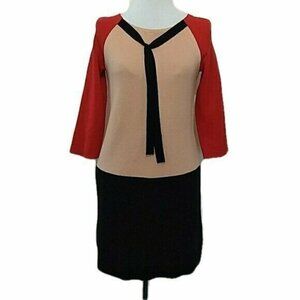 Moschino Cheap and Chic Dress Womens 4 Color Block Sweater Virgin Wool Italy